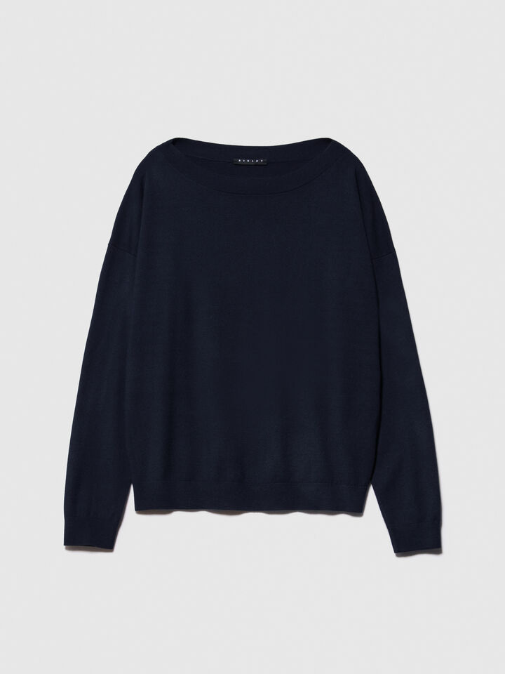 Boat neck sweater - women's boat neck sweaters - Dark Blue | Sisley image number 6